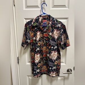 Mens D’em Crazy Short Sleeve Button Down BBQ Grilling Dad Shirt